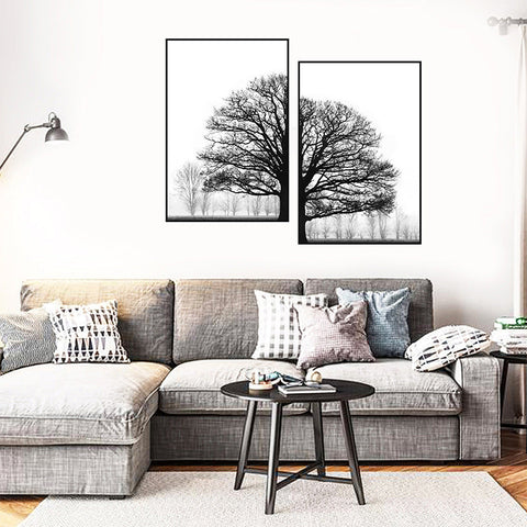 Orluxia Black & White Winter Trees Modern Decorative Canvas Painting